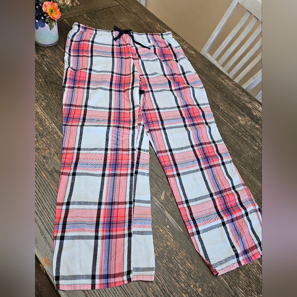 Victorias Secret Plaid Sleep Pants Sz XL Elastic Drawstring Waist Grosgrain Bow